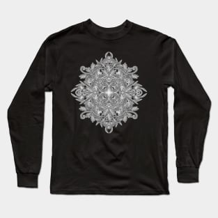 Vintage Winter Monochrome Doodle Long Sleeve T-Shirt